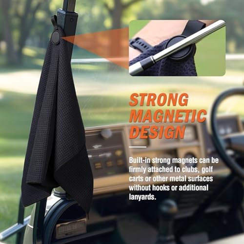 Magnetic Golf Towel with Clip, 23.6"x15.7" Large Size - Image 4