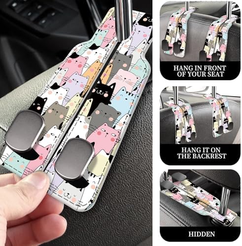PU Leather Car Seat Hook, Storage Headrest Hanger, Cute Car Backseat Organizer - Image 3