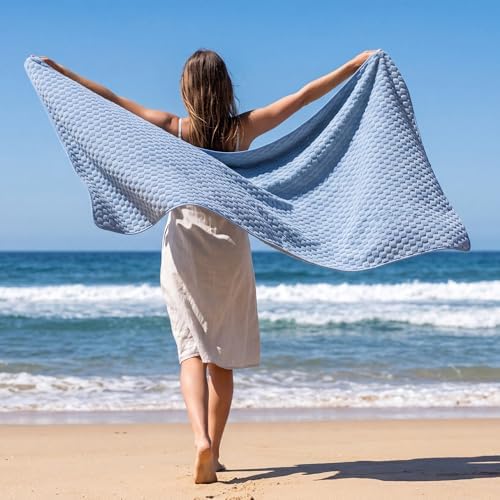 REDKISS 4 Pack Blue Bath Towels - Image 5