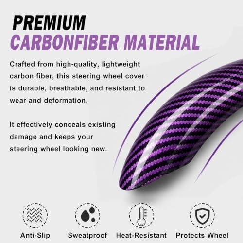 3pcs Universal Carbon Fiber Steering Wheel Cover, Anti-Slip & Segmented Design - Image 4