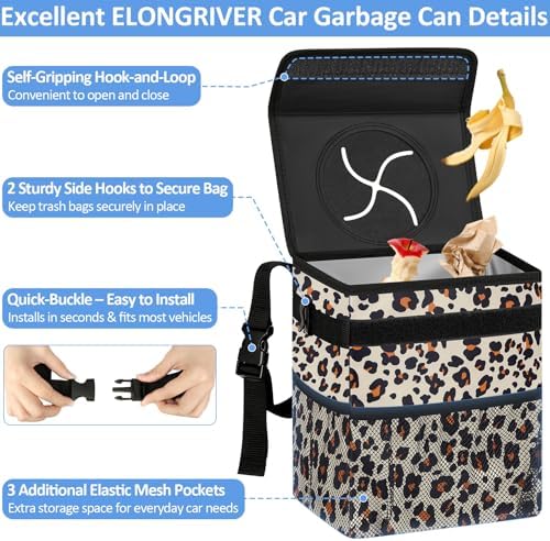 ELONGRIVER Leak Proof Car Trash Can - Image 4