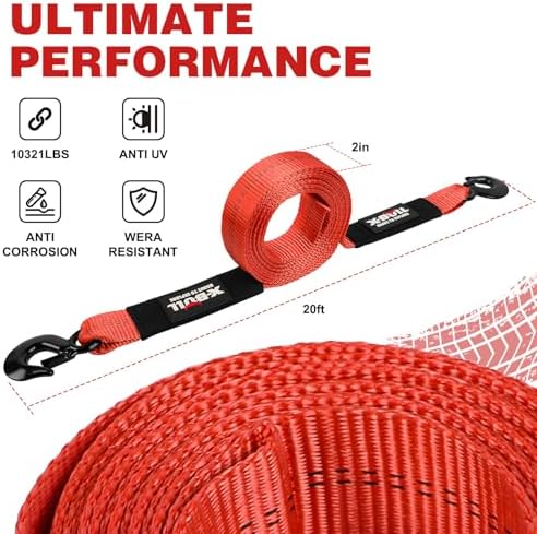 X-BULL Tow Strap with Forged Steel Hooks Lab Tested 10, 321lbs Break Strength - Image 4