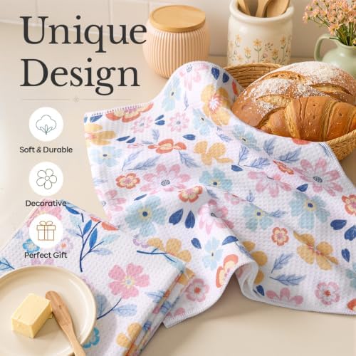Homaxy Large Waffle Weave Kitchen Towels 2 Pack, Pastel Petal - Image 3
