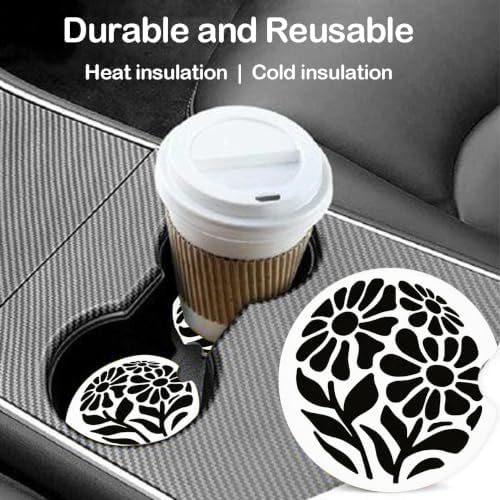 Ceramic Car Coasters – Absorbent Car Cup Holder Coaster Set - Image 2