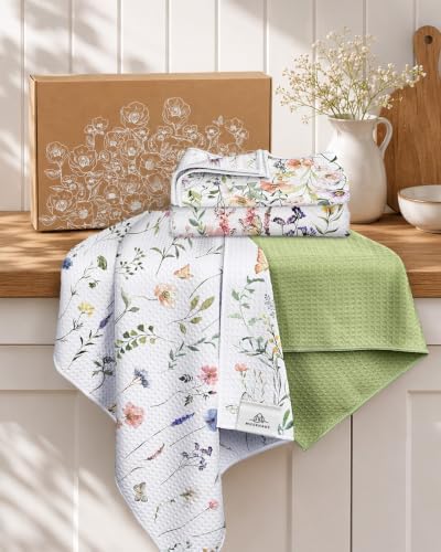 3pcs Double-Sided Waffle Kitchen Towels, Fresh Flowers - Image 6