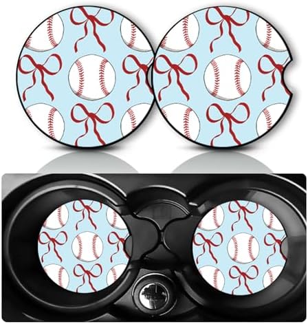 2Pack Baseball Car Cup Holder Coaster Neoprene Car Coasters by YGQZYYQ