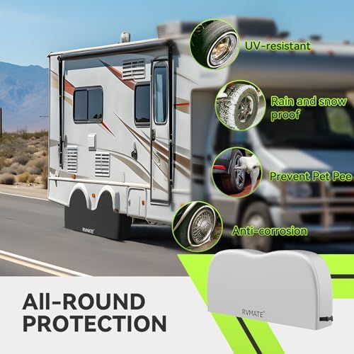 RVMATE RV Tire Covers, Dual Axle Wheel Cover Fits 24"-27" Dia. Tires, 2 Pack - Image 2