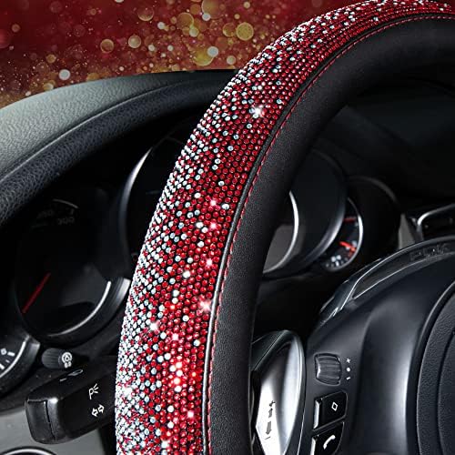 CAR PASS Bling Diamond Leather Steering Wheel Cover, Bling Sparkly Crystal - Image 3