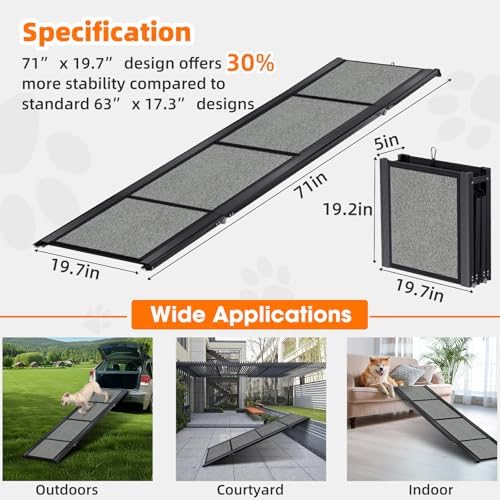 Dog Ramp for Car ”” Large Folding Pet Stair Ramps for Truck, - Image 5
