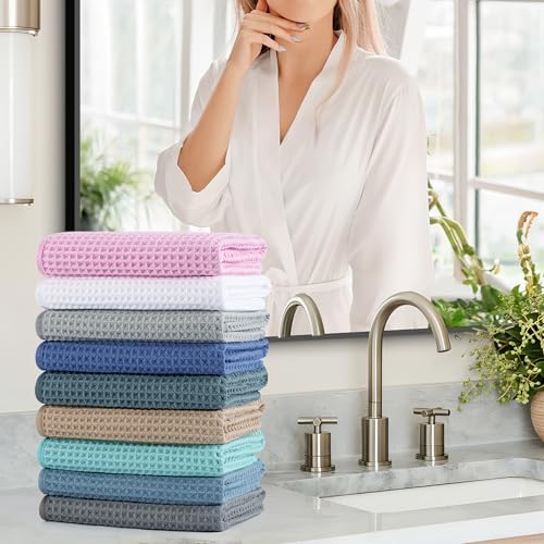 Microfiber Waffle Hand Towels, 4 Pieces, Fast Drying, Lint Free 430 GSM - Image 6