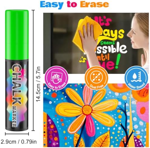FansArriche Liquid Chalk Markers, 8 Colors 15mm Jumbo Car Window Markers - Image 4