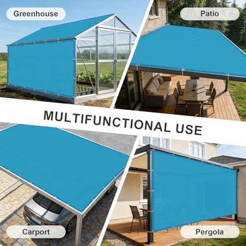 Sun Shade Cloth with Grommets, Turquoise Blue - Image 6