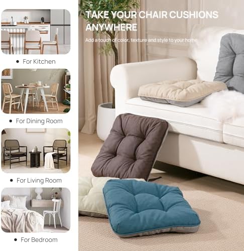 Love's cabin Memory Foam Chair Cushions Set of 4, 19 Inch, Light Grey - Image 7