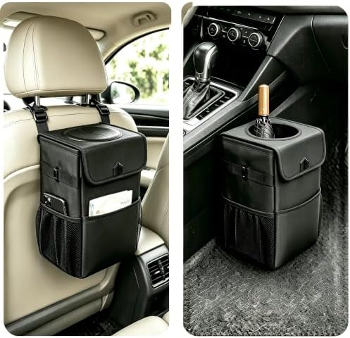 Car Trash Can with Lid, Hanging Waterproof Leak-Proof Car Garbage Can - Image 7