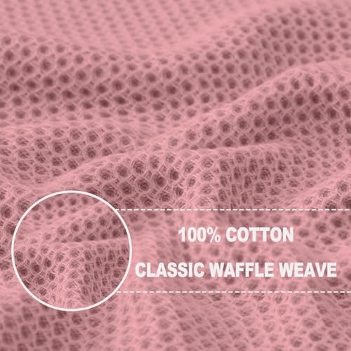 Homaxy 100% Cotton Waffle Weave Kitchen Dish Cloths 12-Pack, Dried Rose - Image 2