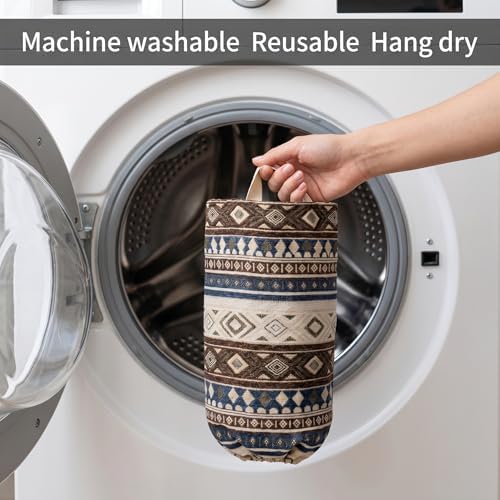 Plastic Bag Holder, Wall Mount Grocery Bag Dispenser, Cotton Aztec Jacquard - Image 7