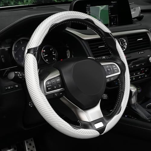 Amiss 3pcs Carbon Fiber Anti-Skid Steering Wheel Cover, Waterproof Design by Amiss