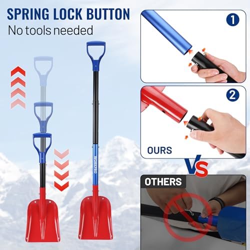 WORKPRO 47" Adjustable Aluminum Snow Shovel, Detachable Shovel - Image 6