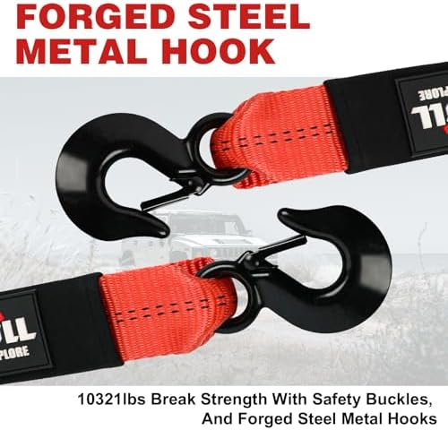 X-BULL Tow Strap with Forged Steel Hooks Lab Tested 10, 321lbs Break Strength - Image 3
