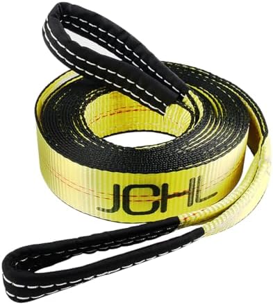 Recovery Tow Strap with Reinforced Loops 2inx20ft Heavy Duty 26, 000lb Break by JCHL