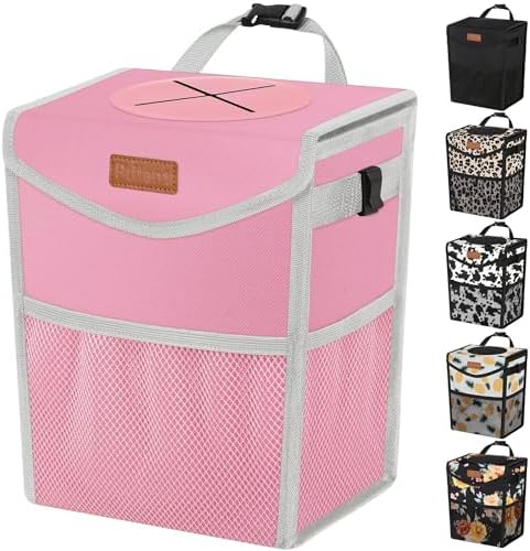 Pritent Car Trash Can with Lid Leakproof Car Garbage Bag Vehicle Trash Bin by Pritent
