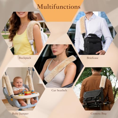 Amooca 19.7in Extra Long Furry Universal Car Seatbelt Cover Shoulder Pad - Image 6
