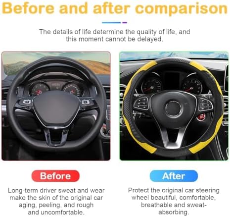 Osilly 15 Inch Carbon Fiber PU Leather Steering Wheel Cover - Image 3