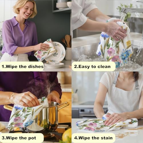 Hummingbird Kitchen Towels, Colorful Wildflower Humming Bird Hand Towels - Image 6