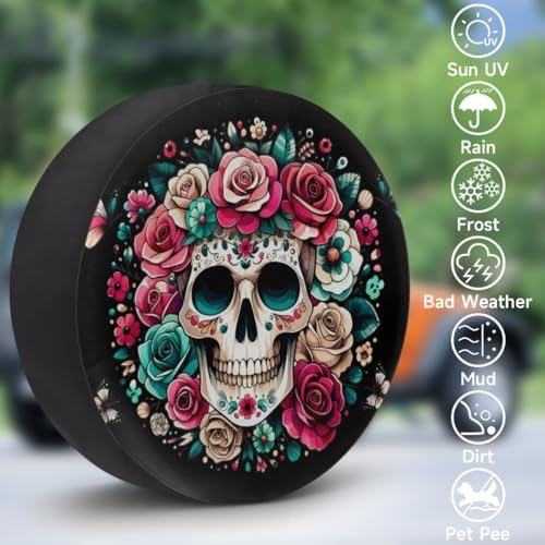 Skull Spare Tire Cover 15in Spare Wheel Covers Tire Storage Cover - Image 3
