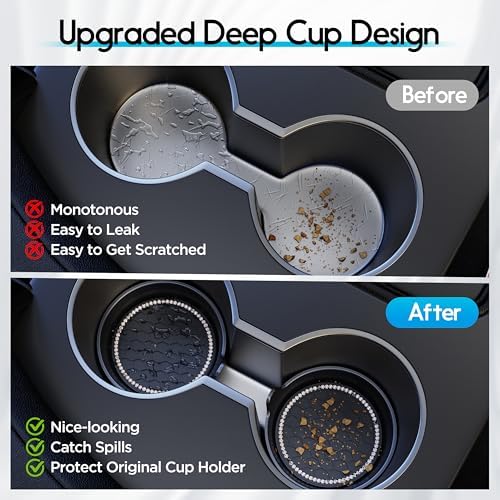 Amooca 2-Pack Car Cup Holder Coaster Bling Crystal Rhinestone Car Interior - Image 3