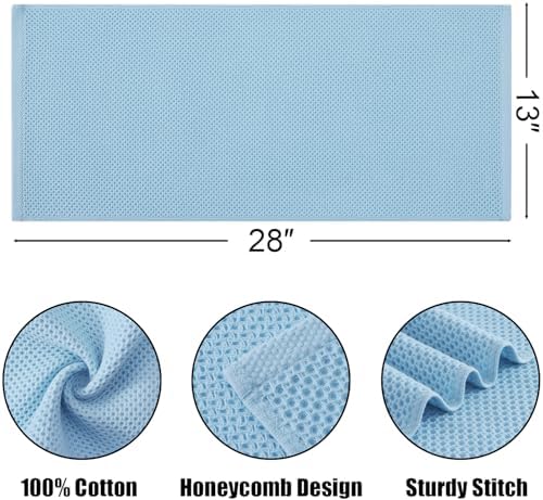 Kitinjoy 100% Cotton Waffle 12-Pack Kitchen Towels, Sky Blue - Image 2