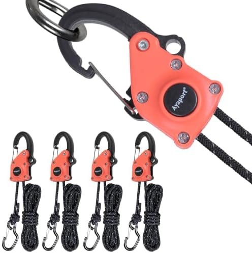 Ayaport 1/8" Adjustable Rope Tie Down Ratchet 4Pack, 12FT Ratchet Rope by Ayaport