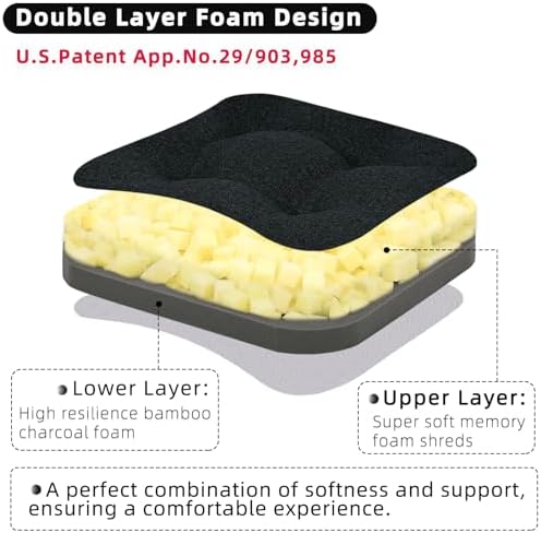 GOFORIT Chair Cushions Set of 2, Tufted Shredded Memory Foam Chair Pads - Image 2
