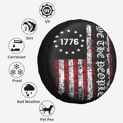 Vintage America American Flag Weatherproof Spare Tire Cover - Image 6