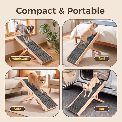 Foldable Dog Ramp for Bed/Couch/Small Dog, Adjustable Dog Stairs - Image 5