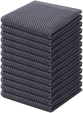 Kitinjoy 100% Cotton Waffle 12-Pack Kitchen Towels, Dark Grey by Kitinjoy