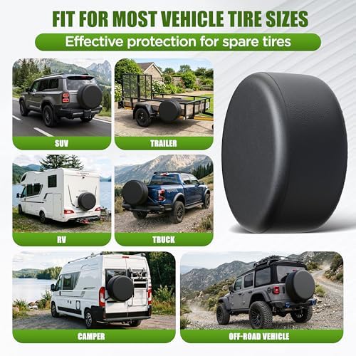 Spare Tire Cover for SUV Truck Camper Trailer RV Faux Leather 24-26 inch - Image 3