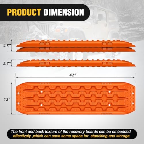 Nilight Recovery Off-road Traction Boards Emergency Tire Mats Orange - Image 2