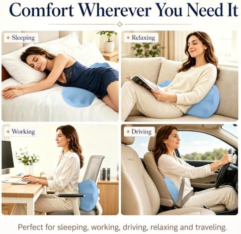 Fledano Lumbar Support Pillow for Bed – Memory Foam Lower Back Pain Relief - Image 5