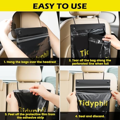 150 PCS Disposable Car Trash Bags Hanging, 2 Gallon Car Garbage Bags. Black - Image 6