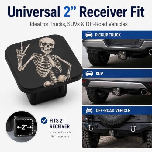 Trailer Hitch Covers Funny Human Skeleton Heavy Duty 2 Inch Hitch Cover - Image 4