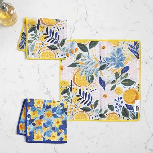 Ritz 6-Piece Ditzy Flowers Microfiber Dish Cloth Set – Vibrant Blue & Yellow - Image 3