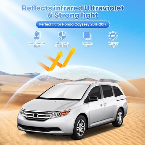 Canvcle Window Shades for 2011-2017 Honda Odyssey Accessories Windshield Sun - Image 2