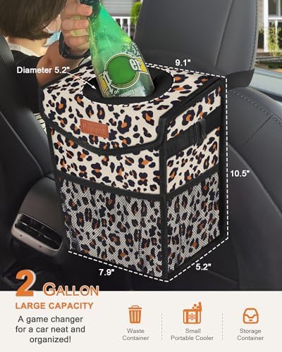 Pritent Car Trash Can with Lid Leakproof Car Garbage Bag Vehicle Trash Bin - Image 2