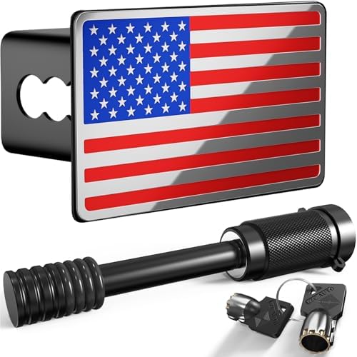 Heavy American Flag Metal Trailer Hitch Cover by TOEASYTY
