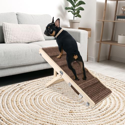 Okydoky Small Dog Ramp, Adjustable Portable Folding Wooden Pet Ramp, Adjustable by Okydoky
