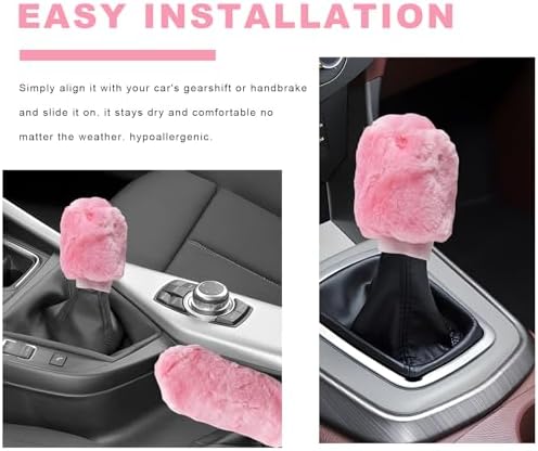 Sun Walker Fluffy Car Gear Shift Knob & Handbrake Cover, Furry Auto Hand Brake - Image 5