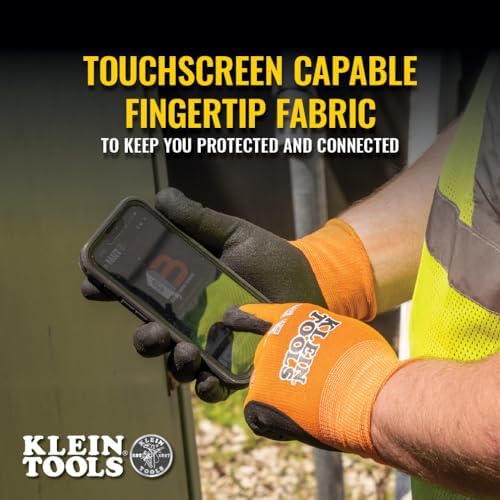 Klein Tools 60581 Work Gloves, Knit Dipped Cut Resistant ANSI A1 Nitrile Coated - Image 3