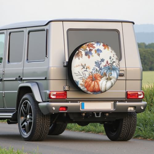 Fall Blue Orange Pumpkin Spare Tire Cover Maple Leaves Autumn Decoration Wheel - Image 7