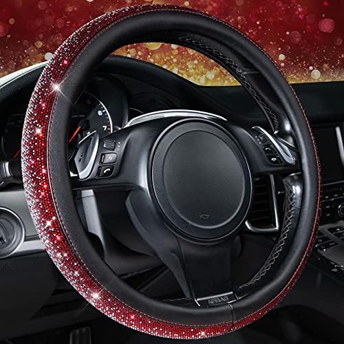 CAR PASS Bling Diamond Leather Steering Wheel Cover, Bling Sparkly Crystal by CARPASS